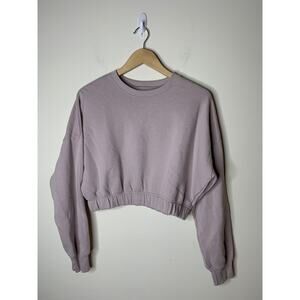 Hollister Cropped Sweatshirt Womens Size Small Lavendar Pullover Shirt Purple